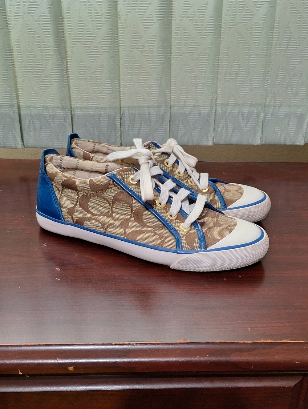 Coach Barrett Sneakers With Blue Leather Accents
